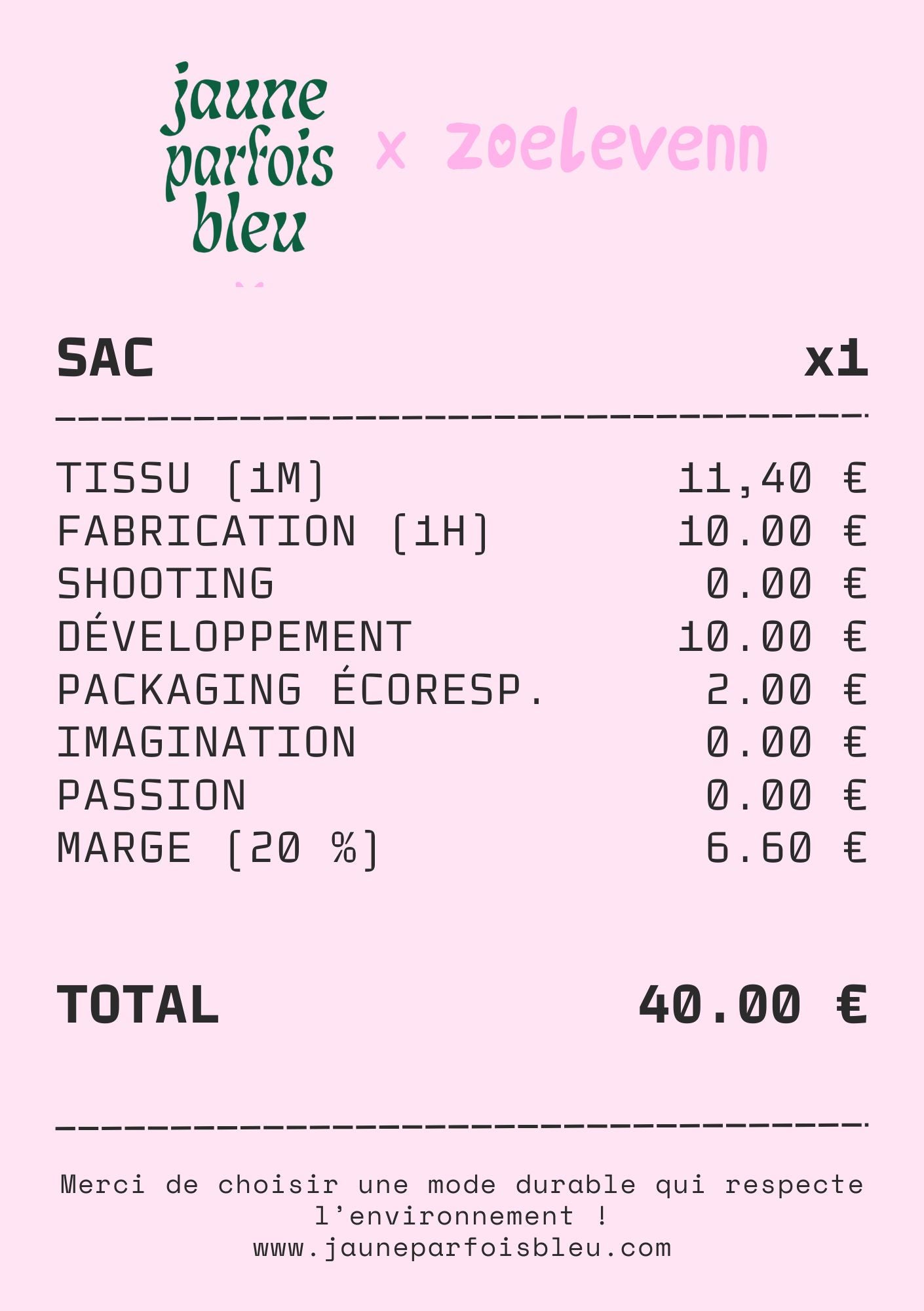Sac nœud rose JAUNE PARFOIS BLEU x ZOELEVENN