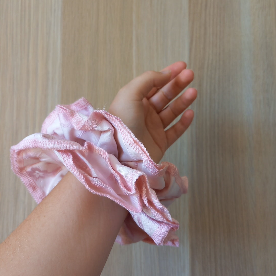 XXL pink floral cotton scrunchie