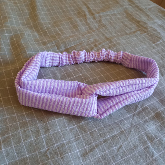Purple and white striped headband