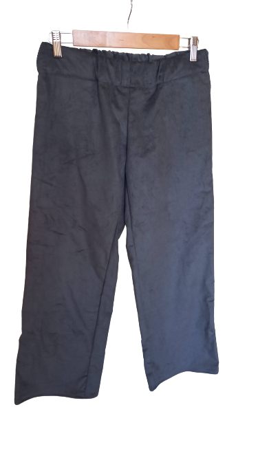 Pantalon en velours côté gris, coupe droite, poches latérales. Pantalon fait main en France, tissus fins de stock, écoresponsable et durable.