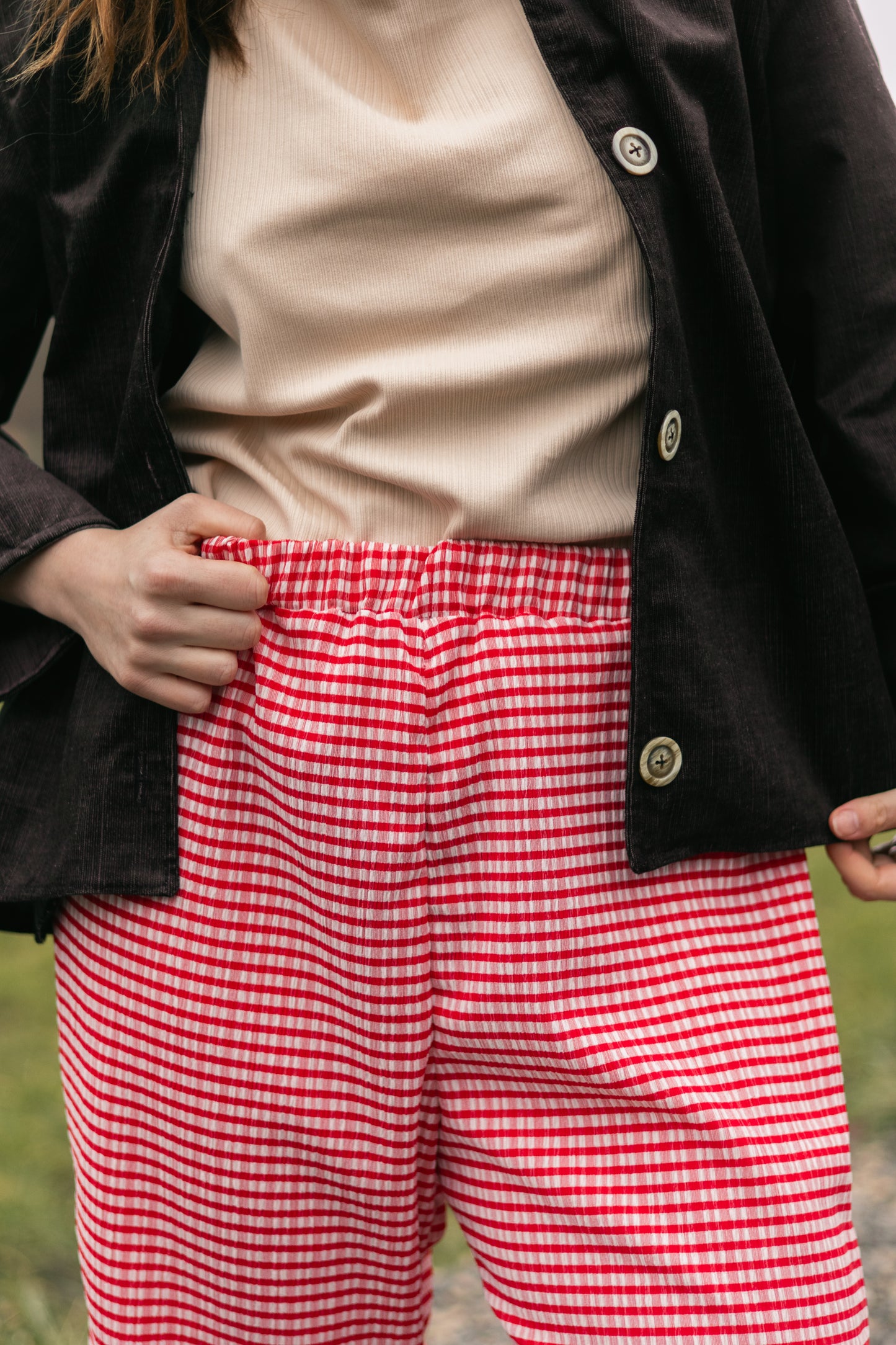 Pantalon Vichy rouge