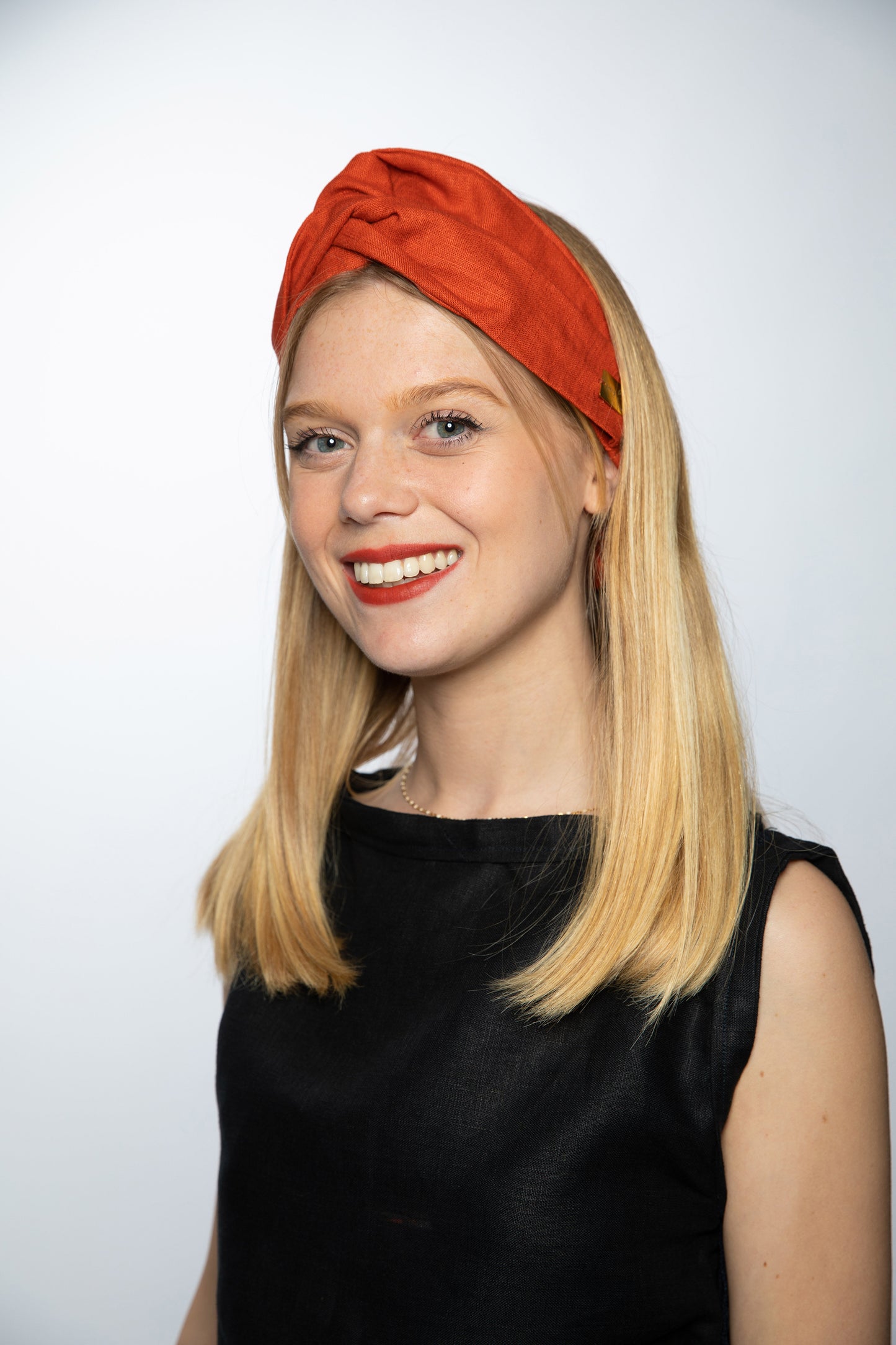 Orange linen headband x Ettel Paris