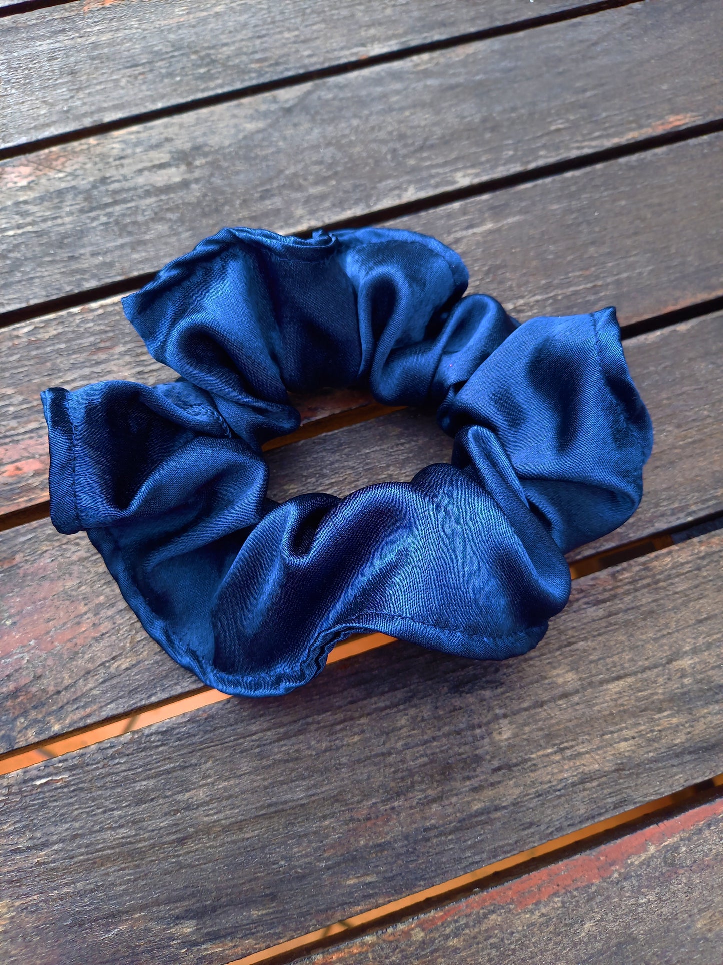XL navy blue satin scrunchie